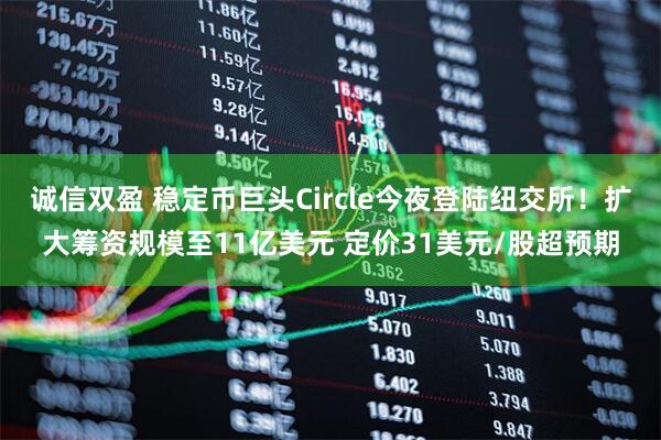 诚信双盈 稳定币巨头Circle今夜登陆纽交所！扩大筹资规模至11亿美元 定价31美元/股超预期